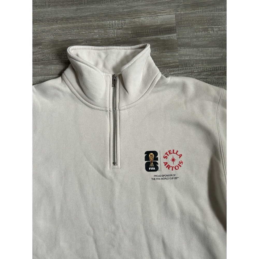 Stella Artois FIFA 2026 World Cup 1/4 Zip Sweatshirt Size Adult Medium Beige Tan